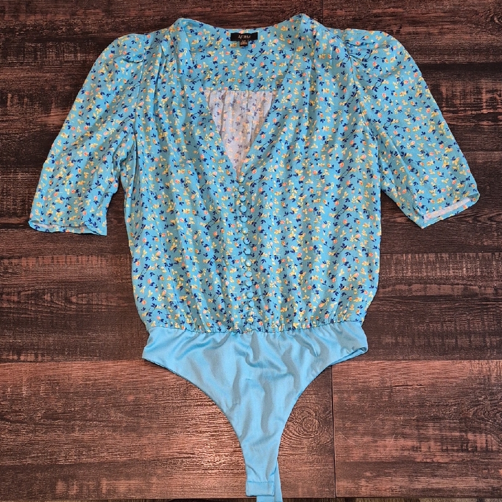 AFRM Blue Floral Bodysuit